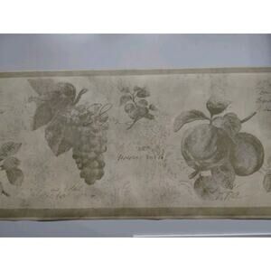 York Wallpaper Border 10.25" Yellow with Green Writing/Art - Touch of Gray 5 yds